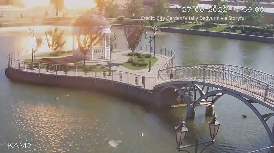 Ukraine mall airstrike: Stunning video shows debris raining from sky as locals seek cover