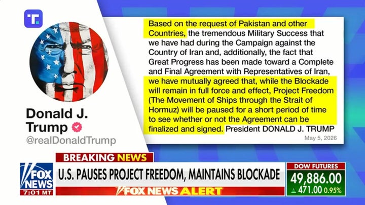 Trump suspende el «Proyecto Libertad» para el acuerdo con Irán y advierte de una «destrucción generacional»