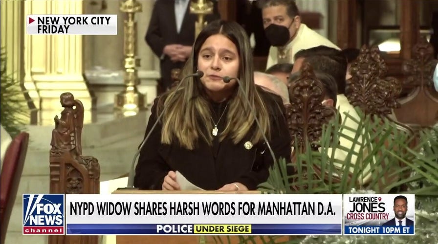 Fallen NYPD Det. Jason Rivera's grieving widow calls out soft-on-crime policies in heartbreaking eulogy