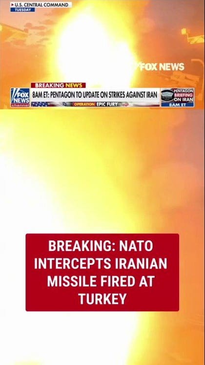 BREAKING: NATO intercepts Iranian missile fired at Turkey