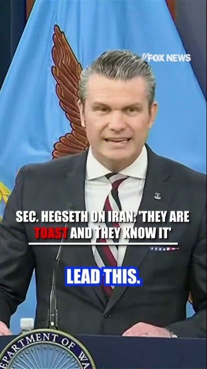 Hegseth on Iran: 'They are TOAST and they know it'