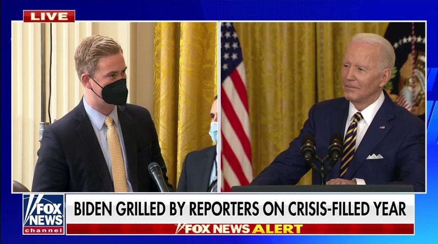 Biden confronted by Peter Doocy on pulling Democrats to the left