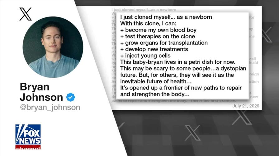 Biohacker Bryan Johnson claims he's cloned himself as newborn