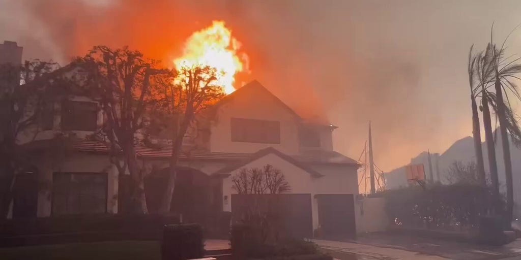 Home goes up in flames amid Southern California wildfire