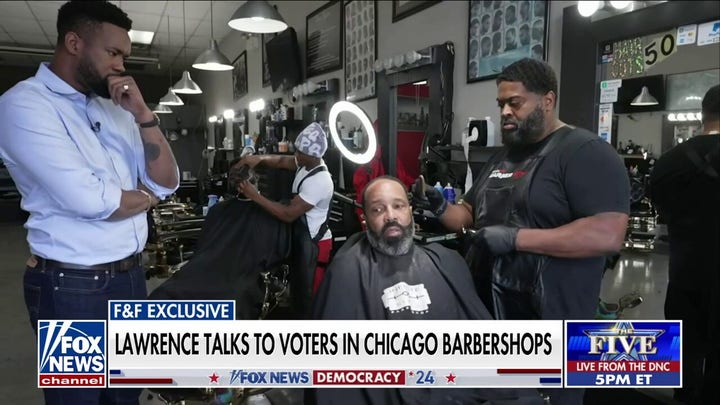 Lawrence Jones talks to voters in Chicago barbershops: 'A 50-50 race'