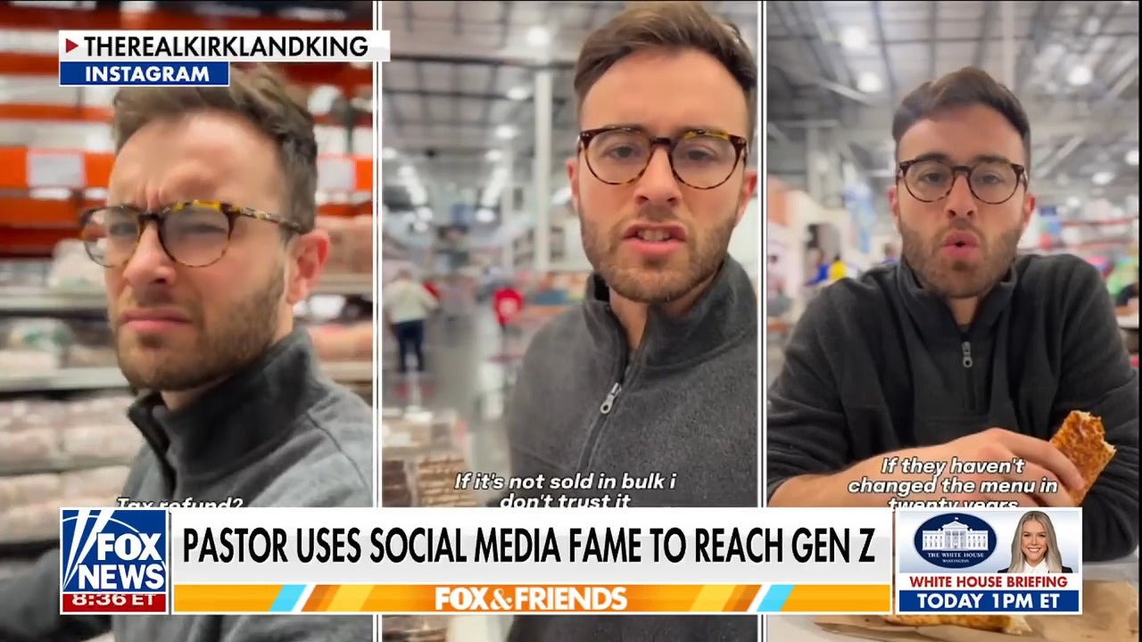 Pastor Lucas Gomes, the viral Kirkland King, discusses using Costco fame on social media to inspire Gen Z faith during a Fox News segment