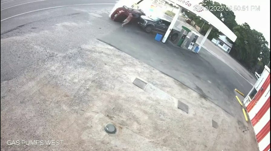Nebraska man narrowly avoids getting run over by out-of-control vehicle at gas station