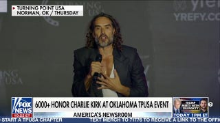 Russell Brand speaks to large crowd in Oklahoma as part of Turning Point USA tour