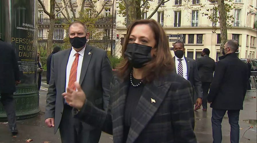 Vice President Harris takes questions from reporters at end of Paris trip