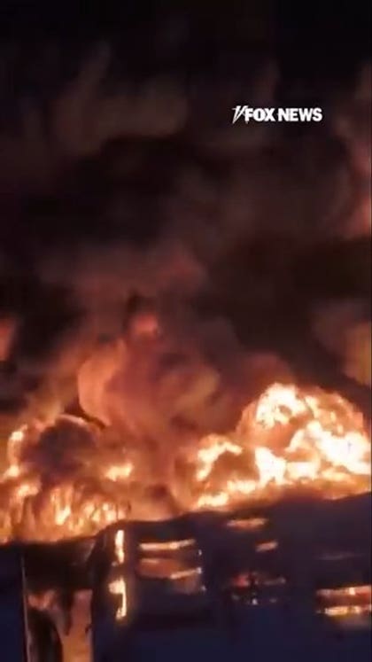 Russian warehouse ENGULFED IN FLAMES after Ukrainian drone attack