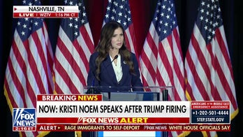 Kristi Noem takes questions after Trump firing