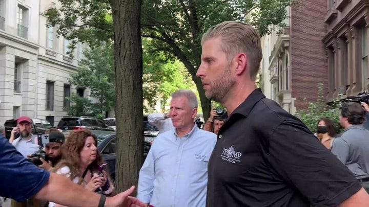 Eric Trump and wife Lara leave the house of his late mother Ivana Trump