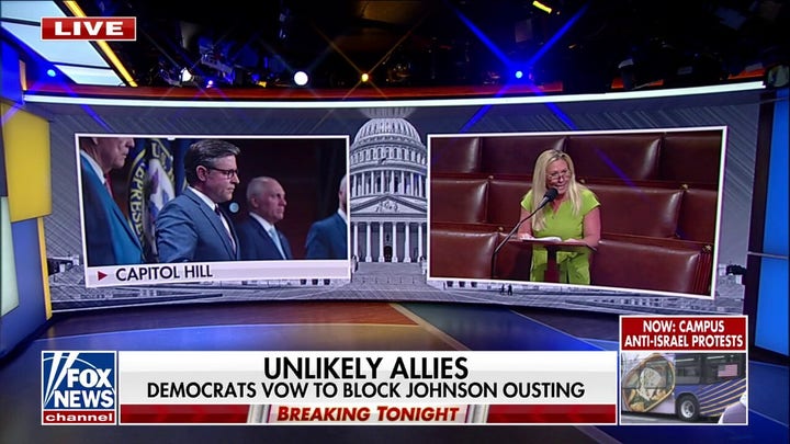 Democrats vow to back Speaker Johnson if Marjorie Taylor Greene triggers ouster