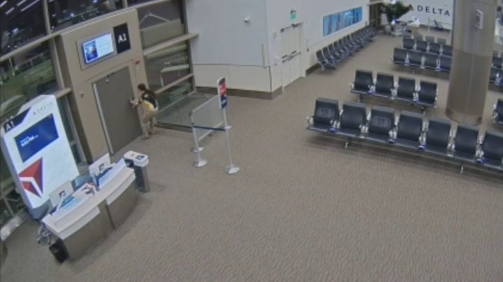 Man found dead in plane engine at Salt Lake City airport seen trying to open building's security doors