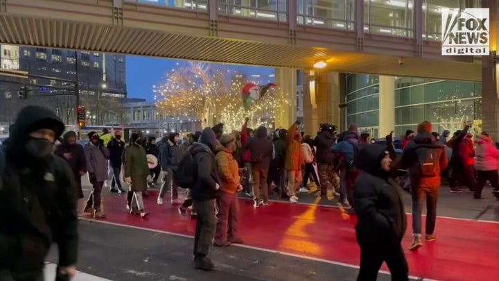 Protesters march after first day of testimony in Kim Potter trial