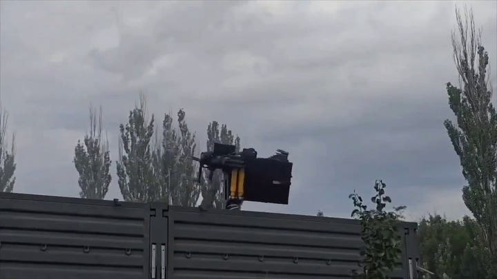 Russian soldier sent flying as Soviet-era helicopter gun spins out of control