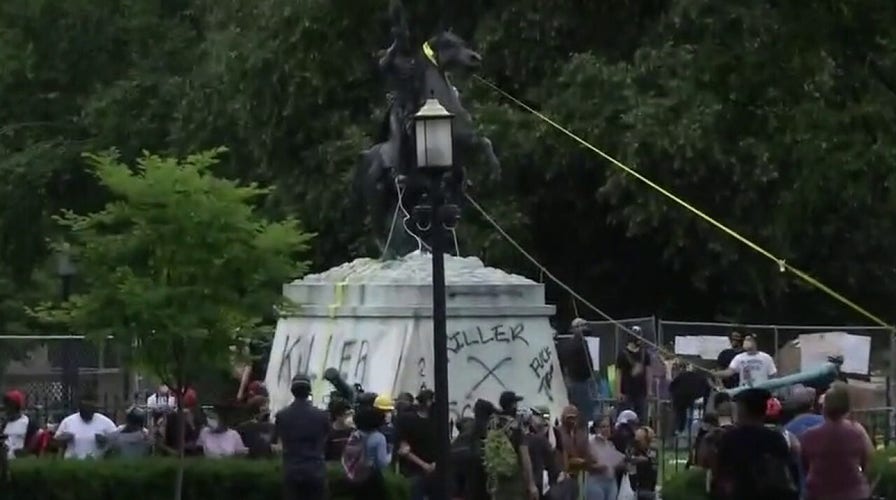 Protesters try to topple Andrew Jackson statue in Washington's Lafayette Park