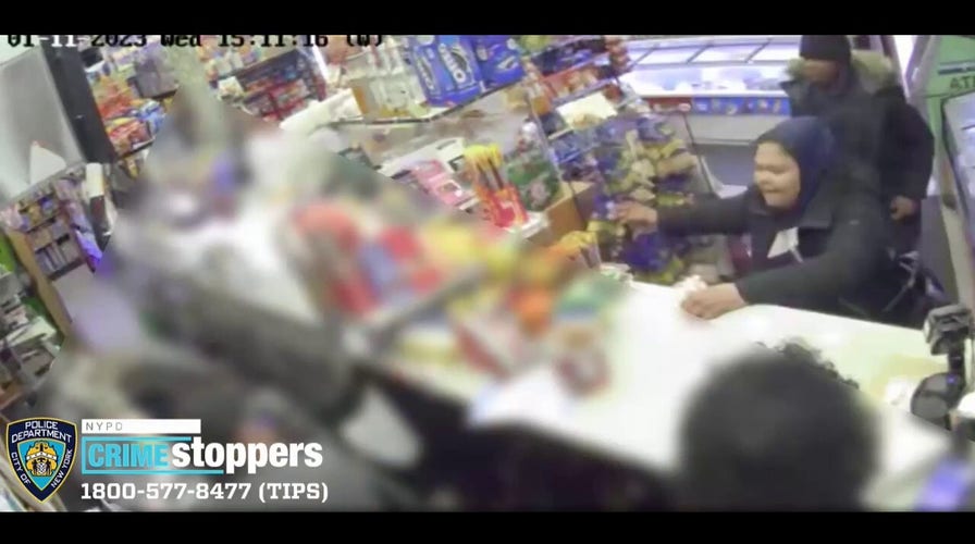 NYPD releases surveillance video of robbers allegedly throwing knives at deli workers