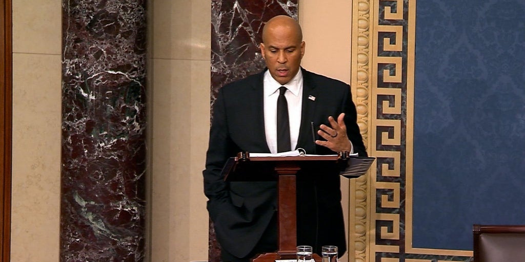 WATCH LIVE: Sen Cory Booker speaks through the night on Senate floor in protest of Trump