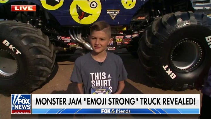 St. Jude patient surprised with Monster Jam truck featuring his artwork