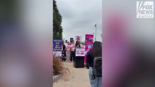 'Save Girls Sports' rally erupts outside California girls' track meet