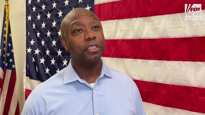 Republican presidential candidate Sen. Tim Scott says Donald Trump is 'overqualified to be my vice president'