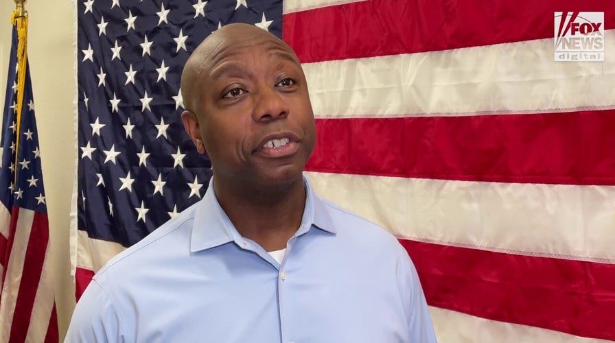 Republican presidential candidate Sen. Tim Scott says Donald Trump is 'overqualified to be my vice president'