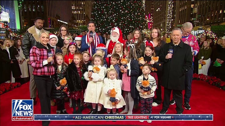 Santa and friends light All-American Christmas Tree at FOX Square