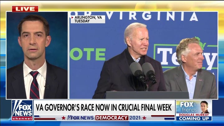 Tom Cotton on Virginia gubernatorial race: Terry McAuliffe has been 'flailing for weeks'