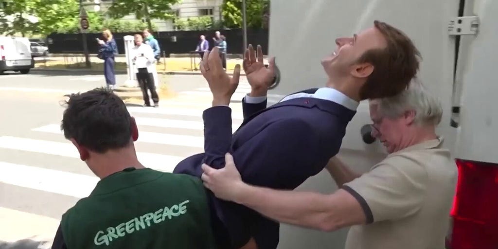Greenpeace activists steal statue of French President Emmanuel Macron