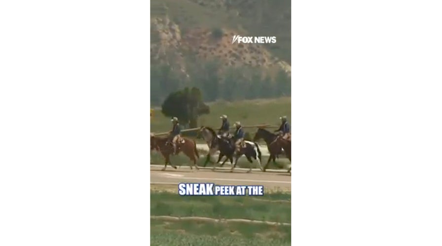 Trump escorted by Rough Riders during Medora visit