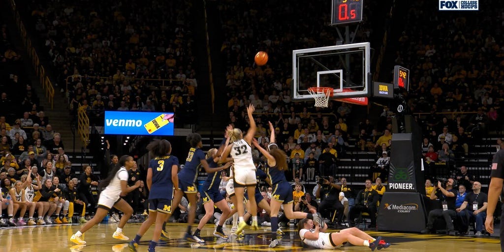 Callie Levin drives and sinks in floater as shot clock expires, extending Iowa's lead over Michigan