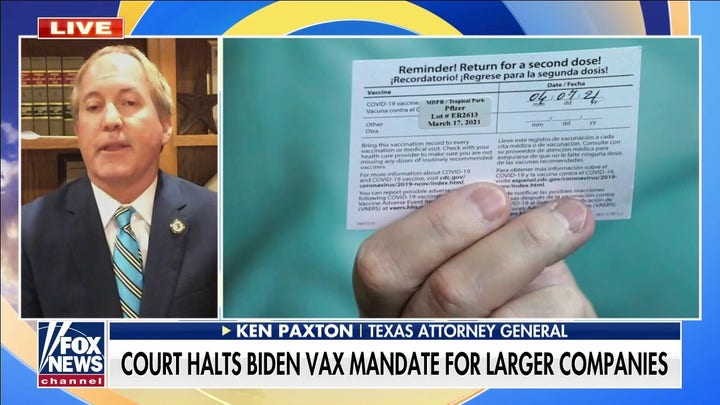 Ken Paxton questions Biden administration's 'limits' on vaccine mandates