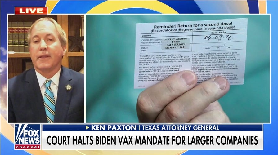 Ken Paxton questions Biden administration's 'limits' on vaccine mandates