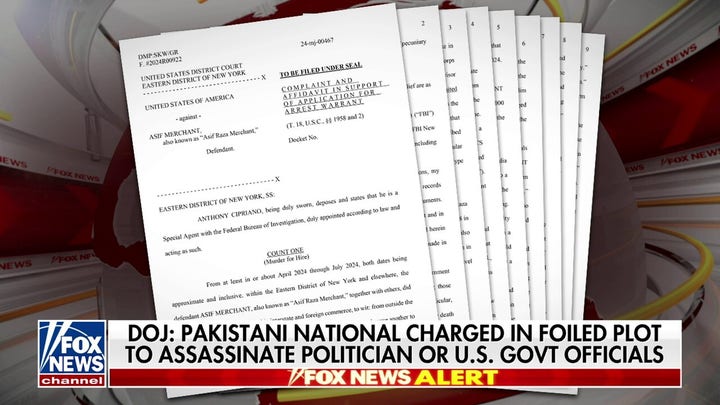 Pakistani national charged in foiled plot to assassinate US officials, DOJ reports