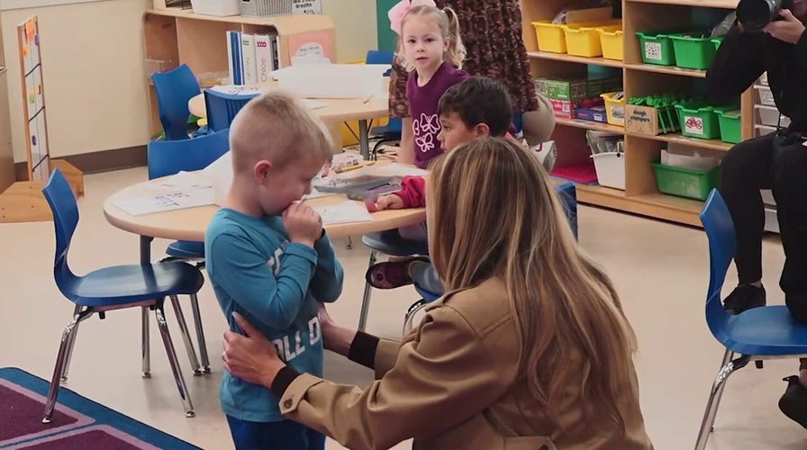 First Lady’s hug with shy pupil  steals the amusement   astatine  Camp Lejeune