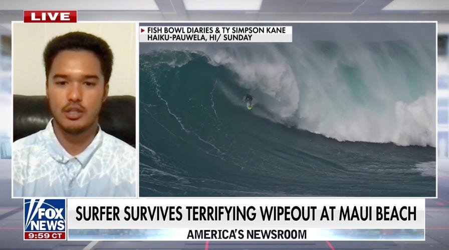 Surfer survives terrifying wipeout under massive wave at Maui beach