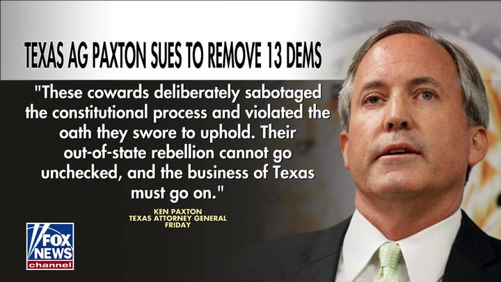 Texas AG Ken Paxton sues to remove 13 Democrats who skipped redistricting vote