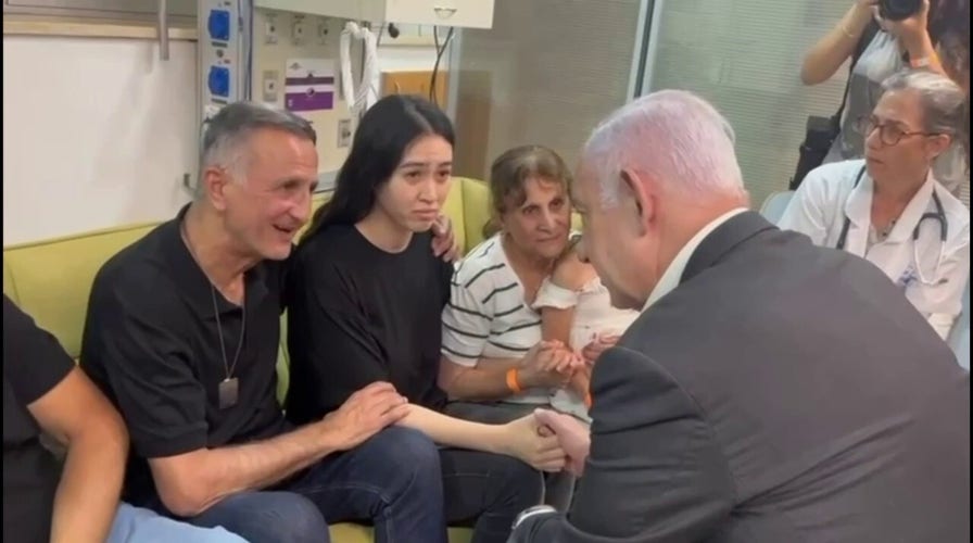 Israeli Prime Minister Netanyahu meets rescued hostages