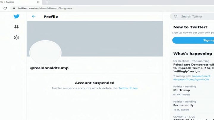 Twitter permanently suspends Trump due to 'risk of further incitement'