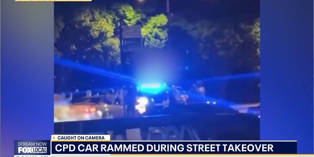 Chicago police cruiser rammed during street takeover