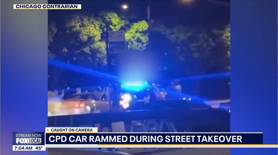 Chicago police cruiser rammed during street takeover