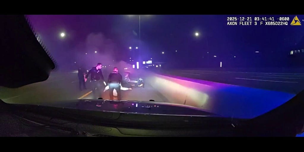 Illinois police officers save man from burning car wreck after highway crash, video shows