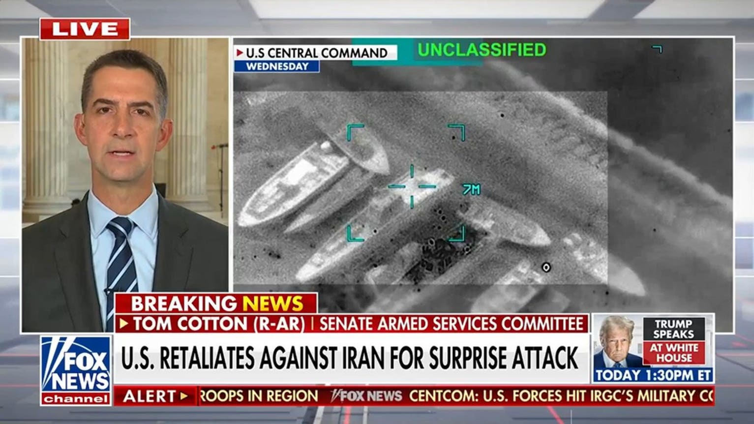 Sen. Cotton calls for pressure on Iran after surprise attacks