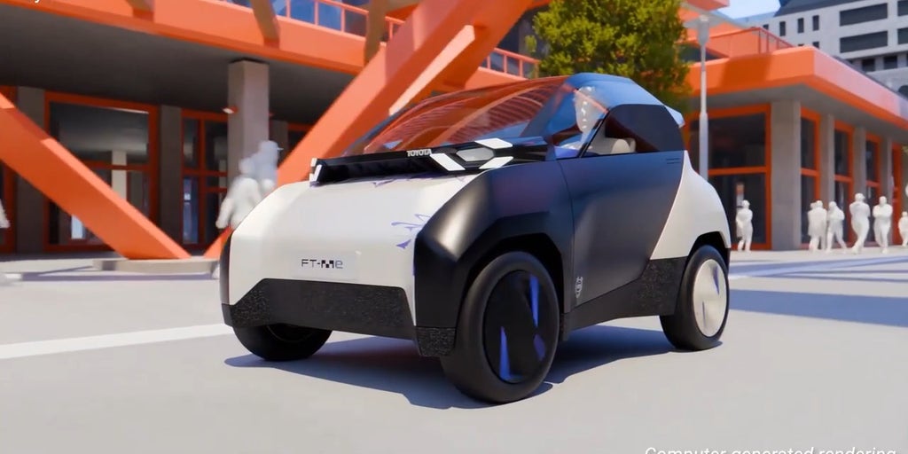 Tiny electric vehicle takes half a parking space