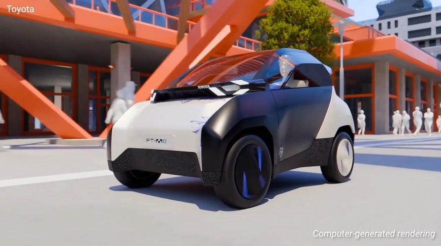 Tiny electric vehicle takes half a parking space