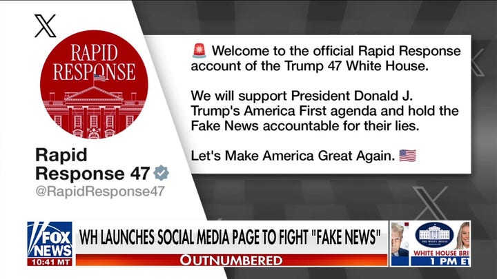 Trump unveils 'Rapid Response 47' social media account to 'hold fake news accountable.'