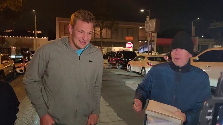 Rob Gronkowski talks Tom Brady in West Hollywood