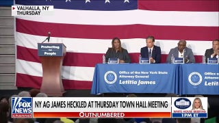 NY AG Letitia James confronted by protesters amid DOJ fraud probe