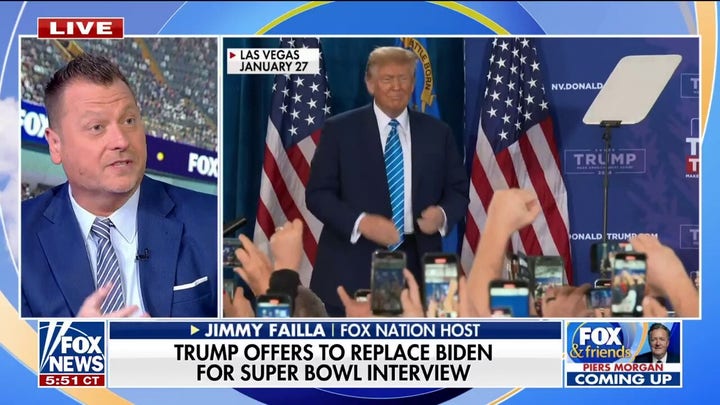 Trump would be 'happy to replace' Biden for Super Bowl interview